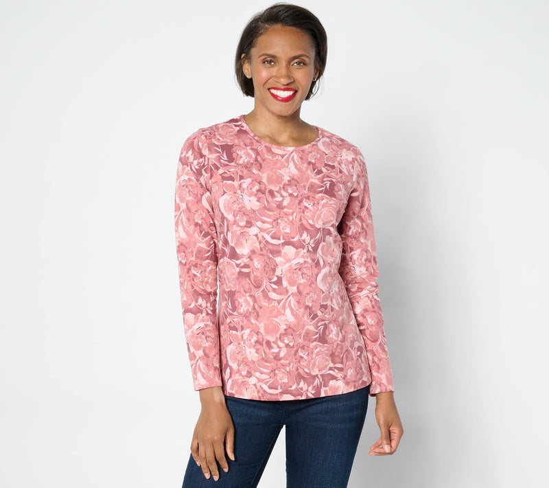 Denim & Co. Printed Floral Perfect Jersey Long Sleeve Top — View 35