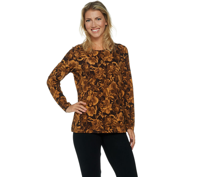 Denim & Co. Printed Floral Perfect Jersey Long Sleeve Top — View 10