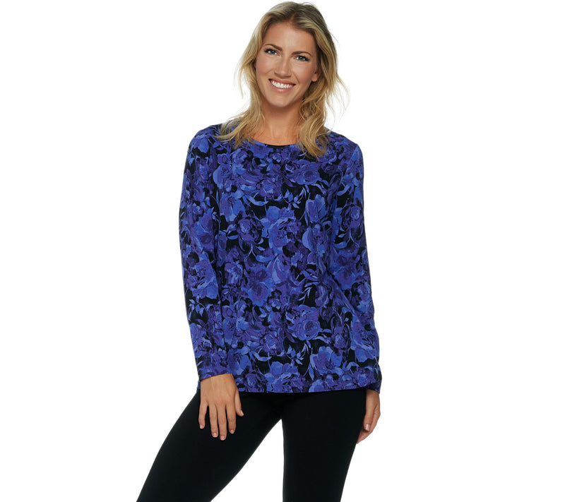 Denim & Co. Printed Floral Perfect Jersey Long Sleeve Top — View 6