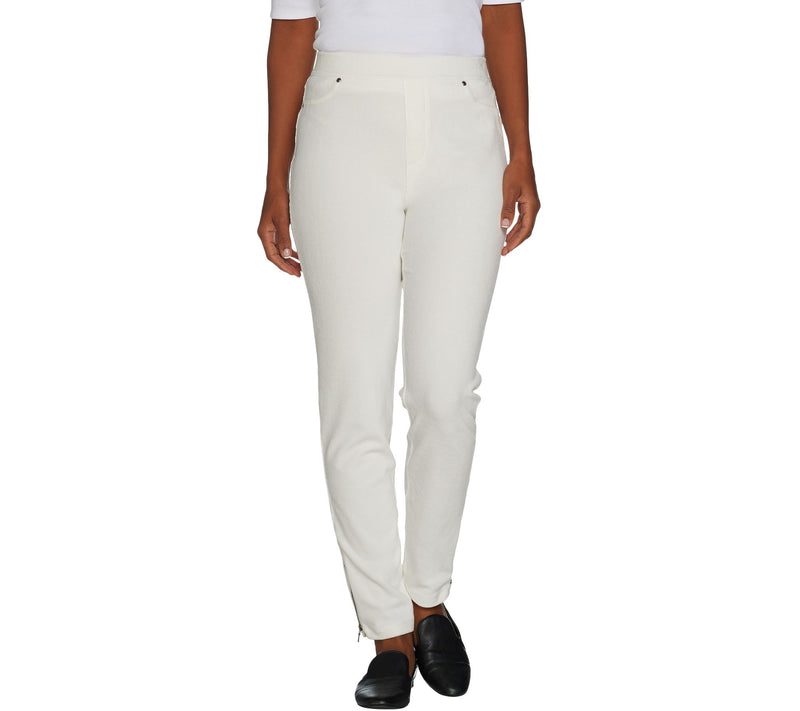 Susan Graver Petite Knit Corduroy Straight Leg Pull-On Pants — View 19