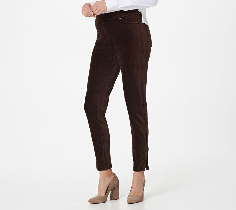 Susan Graver Petite Knit Corduroy Straight Leg Pull-On Pants — View 8