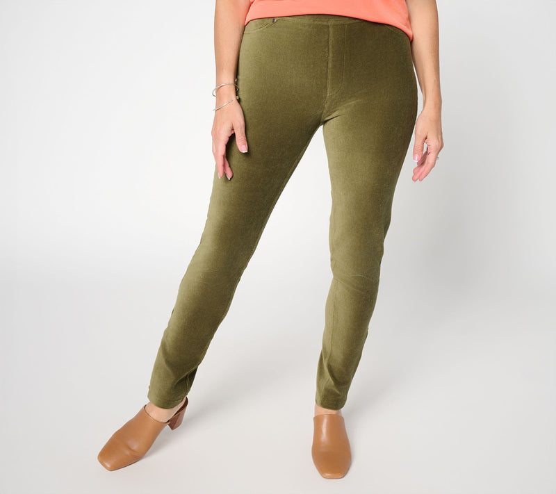 Susan Graver Petite Knit Corduroy Straight Leg Pull-On Pants — View 34