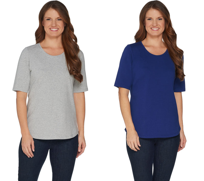 Denim & Co. Essentials Perfect Jersey 2-Pack Elbow Sleeve Tops — View 7