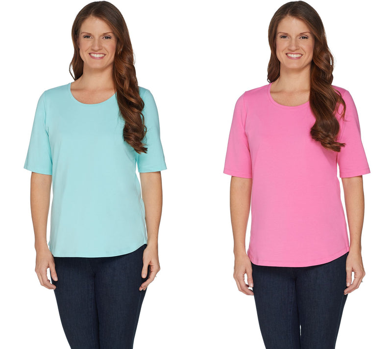 Denim & Co. Essentials Perfect Jersey 2-Pack Elbow Sleeve Tops — View 9