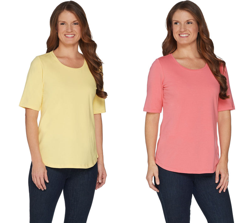 Denim & Co. Essentials Perfect Jersey 2-Pack Elbow Sleeve Tops — View 4
