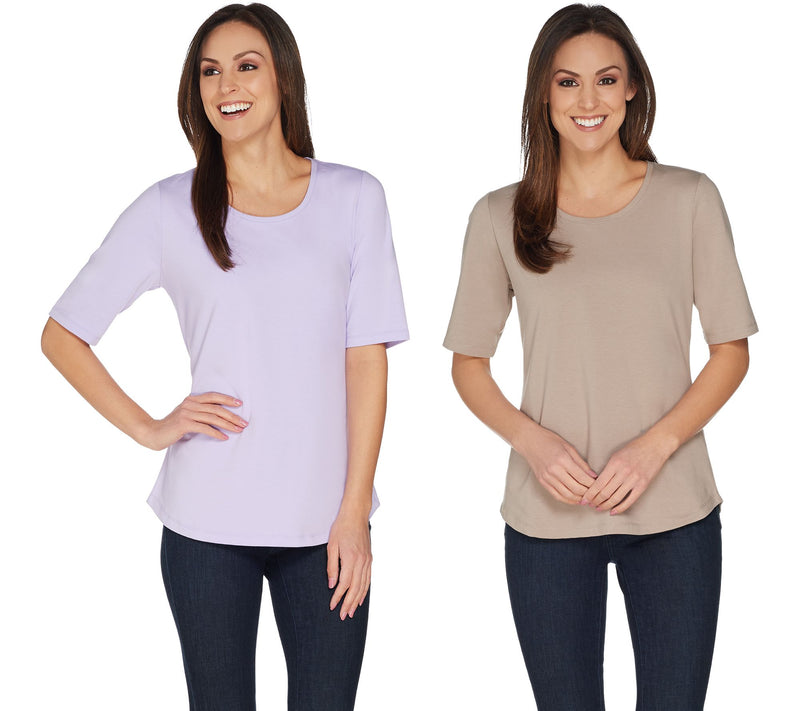 Denim & Co. Essentials Perfect Jersey 2-Pack Elbow Sleeve Tops — View 13
