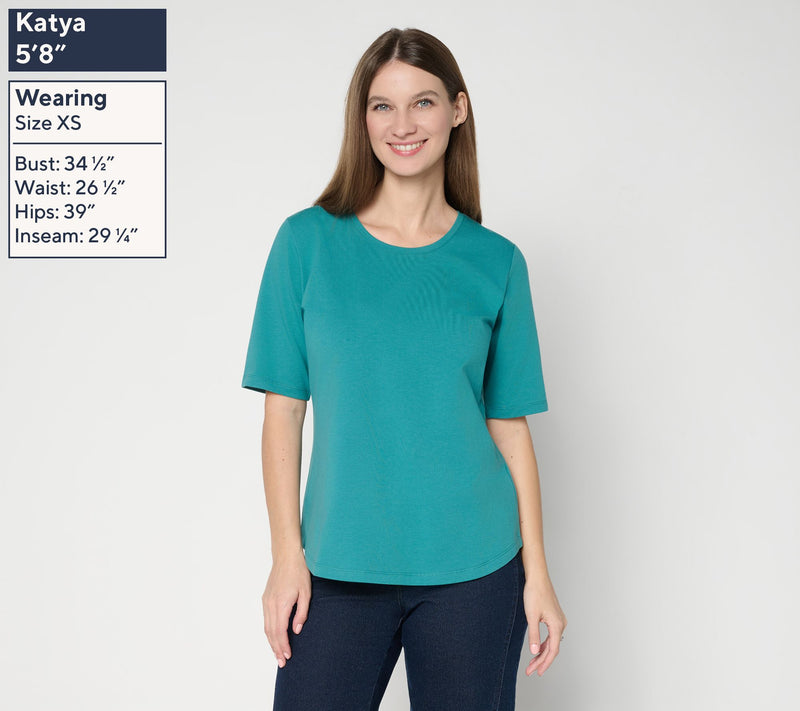 Denim & Co. Essentials Perfect Jersey 2-Pack Elbow Sleeve Tops — View 29