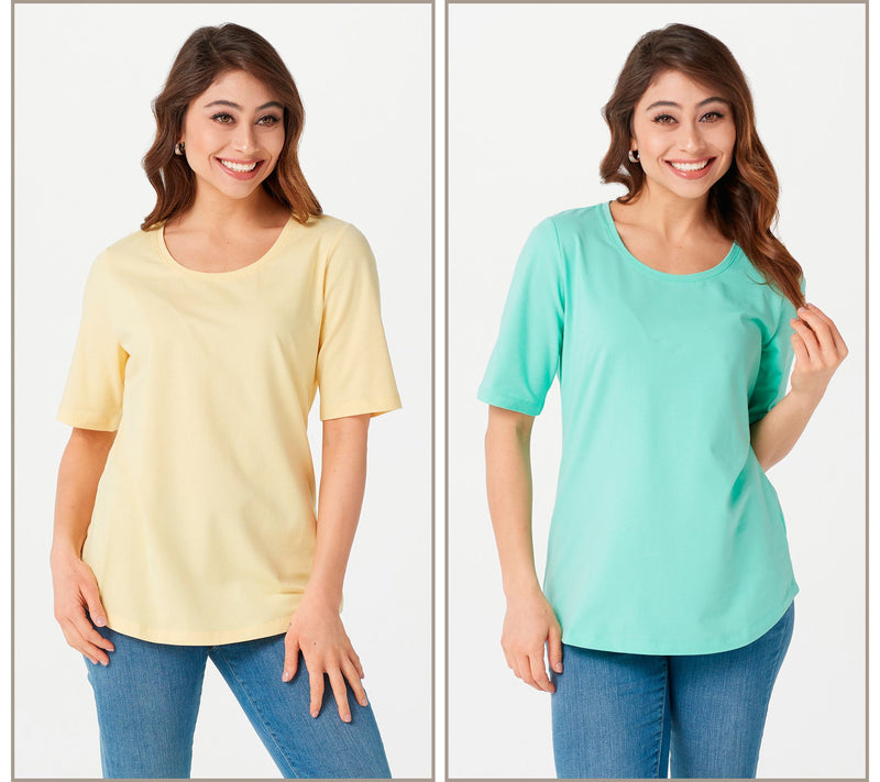 Denim & Co. Essentials Perfect Jersey 2-Pack Elbow Sleeve Tops — View 21