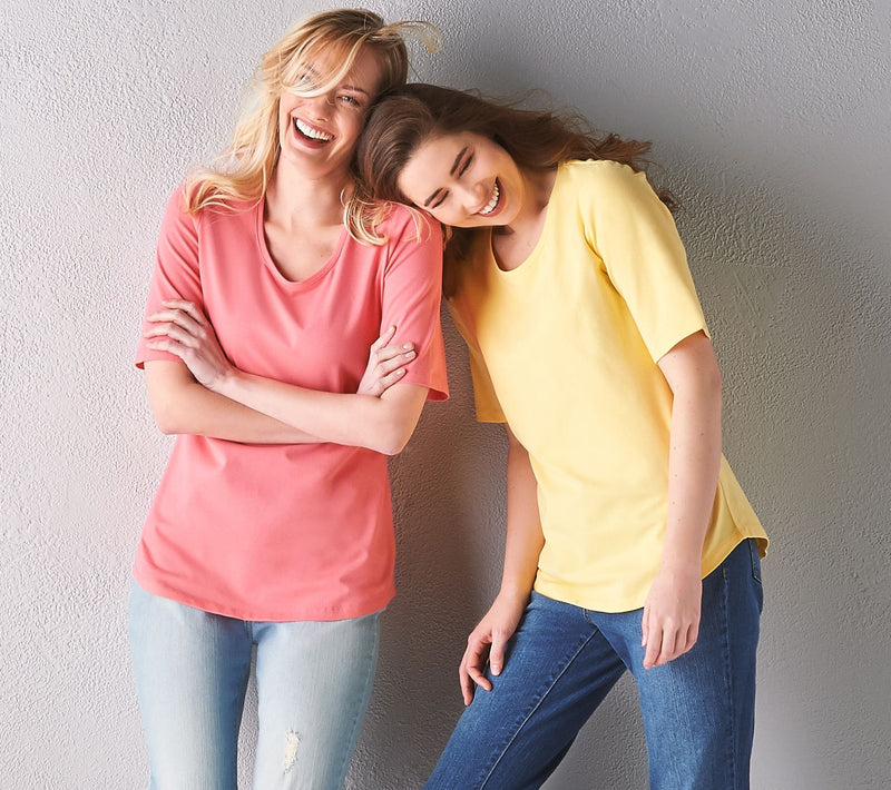 Denim & Co. Essentials Perfect Jersey 2-Pack Elbow Sleeve Tops — View 33