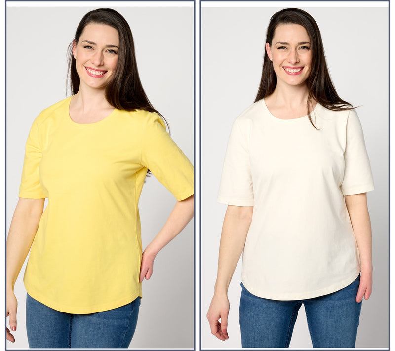 Denim & Co. Essentials Perfect Jersey 2-Pack Elbow Sleeve Tops — View 50