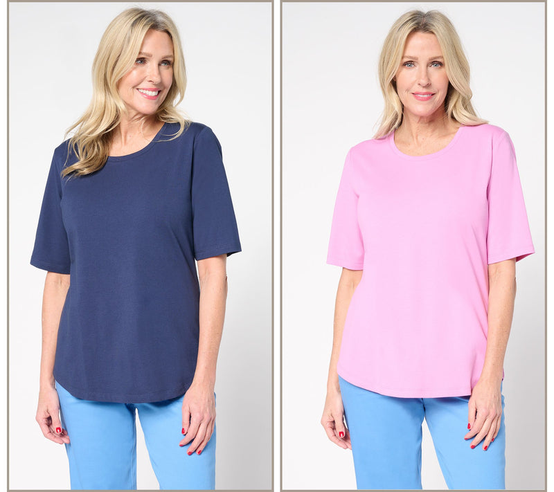 Denim & Co. Essentials Perfect Jersey 2-Pack Elbow Sleeve Tops — View 52