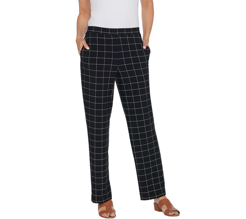 Susan Graver Regular Printed Liquid Knit Pull-On Pants — View 2