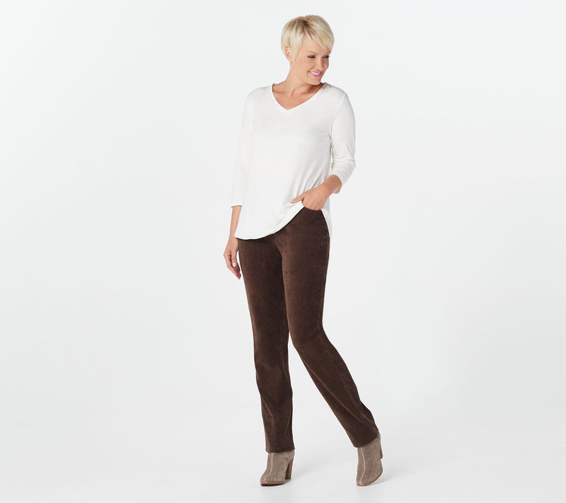 Quacker Factory Regular Corduroy Straight Leg Pants w Pockets — View 16
