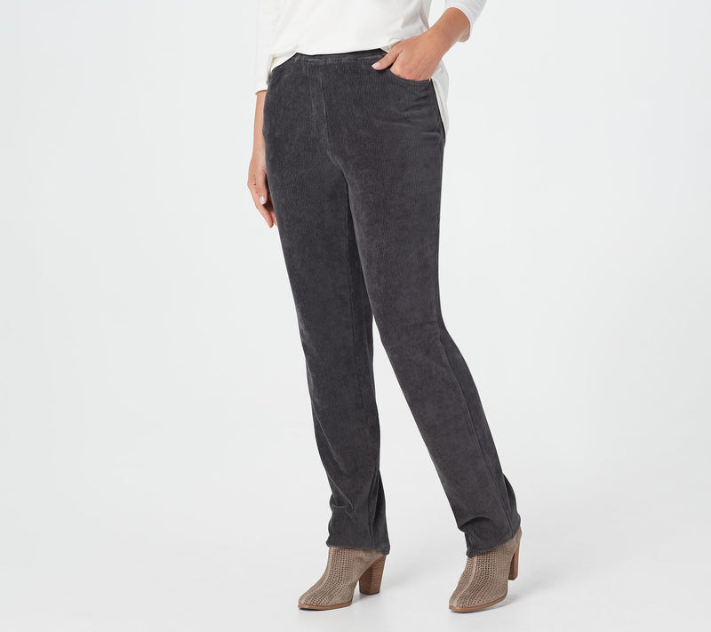 Quacker Factory Short Corduroy Straight Leg Pants w Pockets — View 25