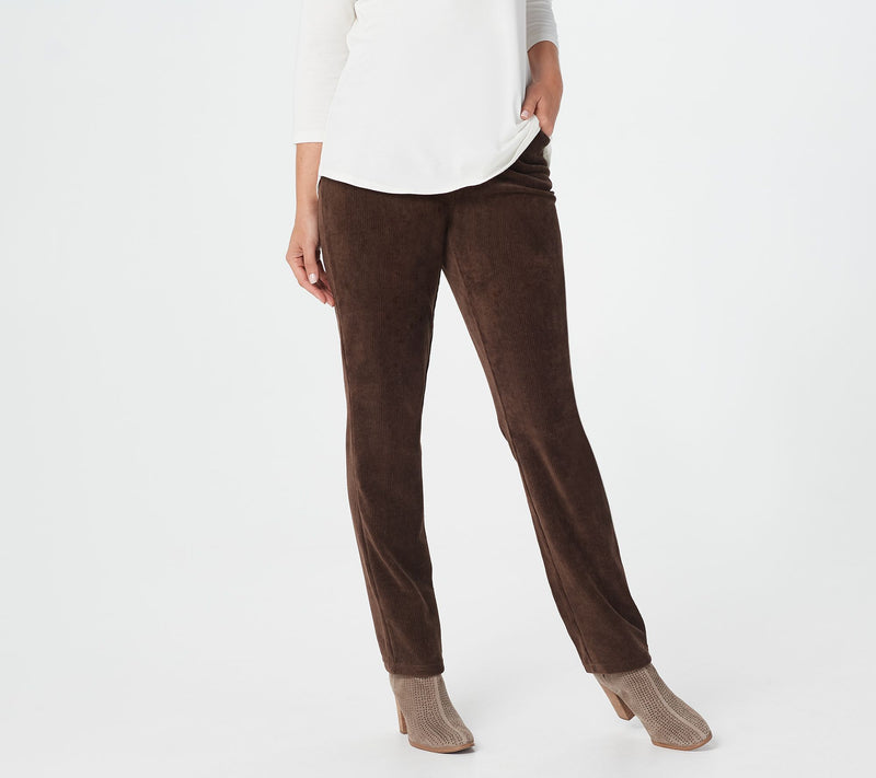 Quacker Factory Short Corduroy Straight Leg Pants w Pockets — View 26