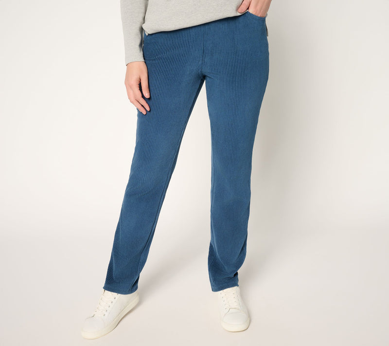 Quacker Factory Short Corduroy Straight Leg Pants w Pockets — View 27