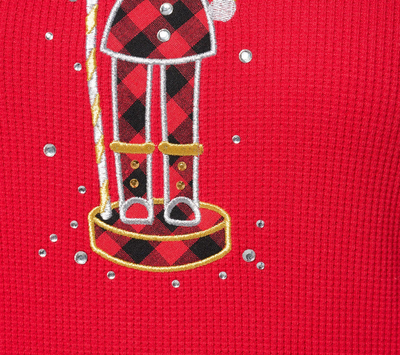 Quacker Factory Waffle Knit Top with Plaid Motif Detail — View 9