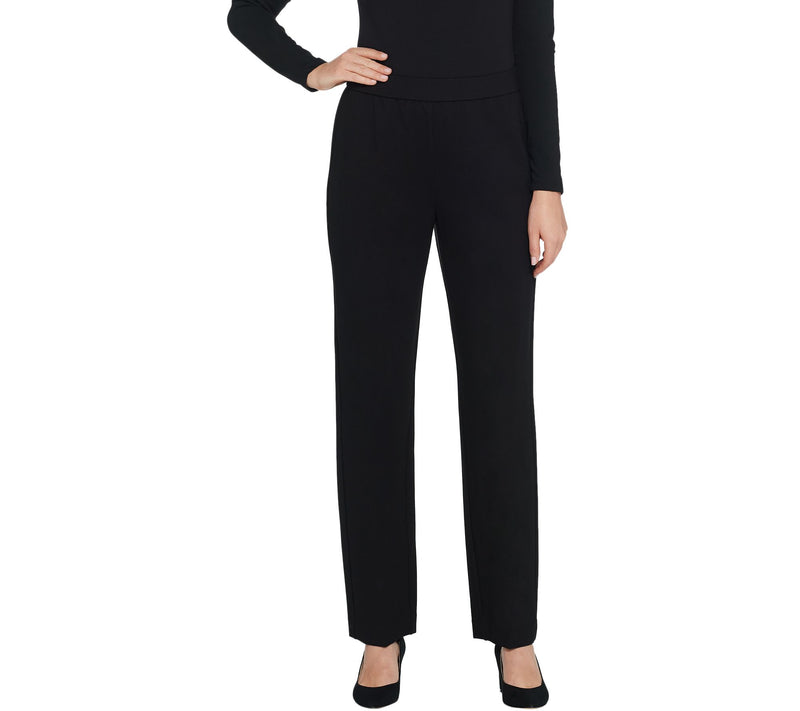Susan Graver Petite Ponte Knit Straight-Leg Pull-On Pants — View 3