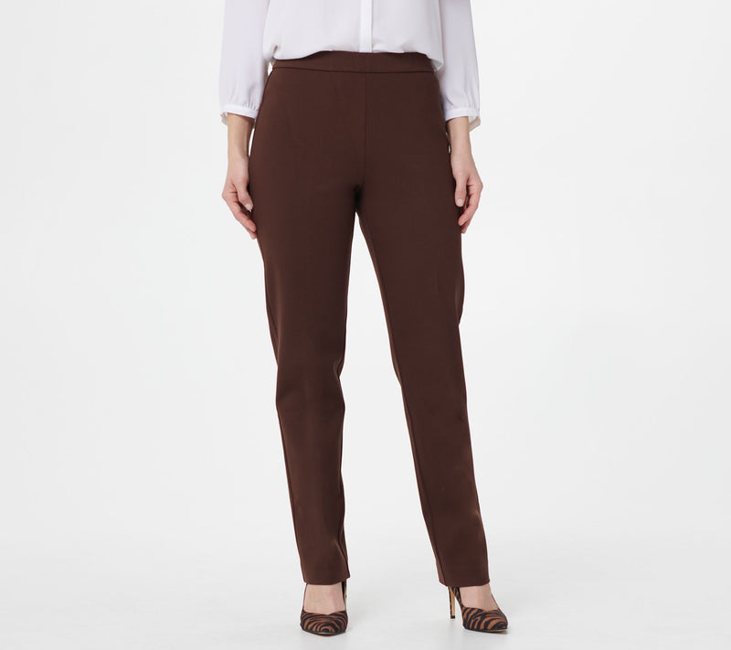 Susan Graver Petite Ponte Knit Straight-Leg Pull-On Pants — View 27