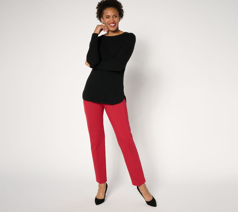 Susan Graver Petite Ponte Knit Straight-Leg Pull-On Pants — View 22