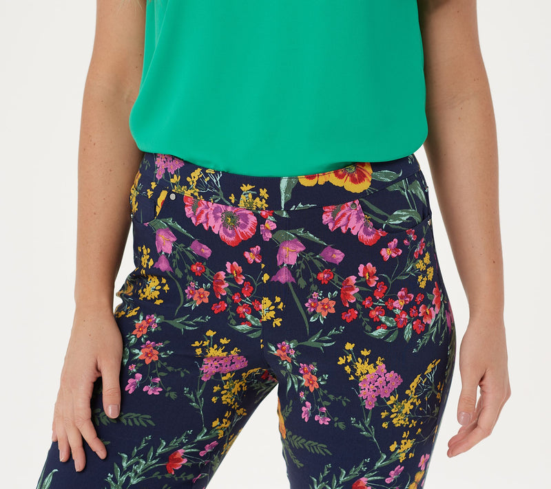 Susan Graver Regular Printed Uptown Stretch Pull-On Crop Pants — View 6