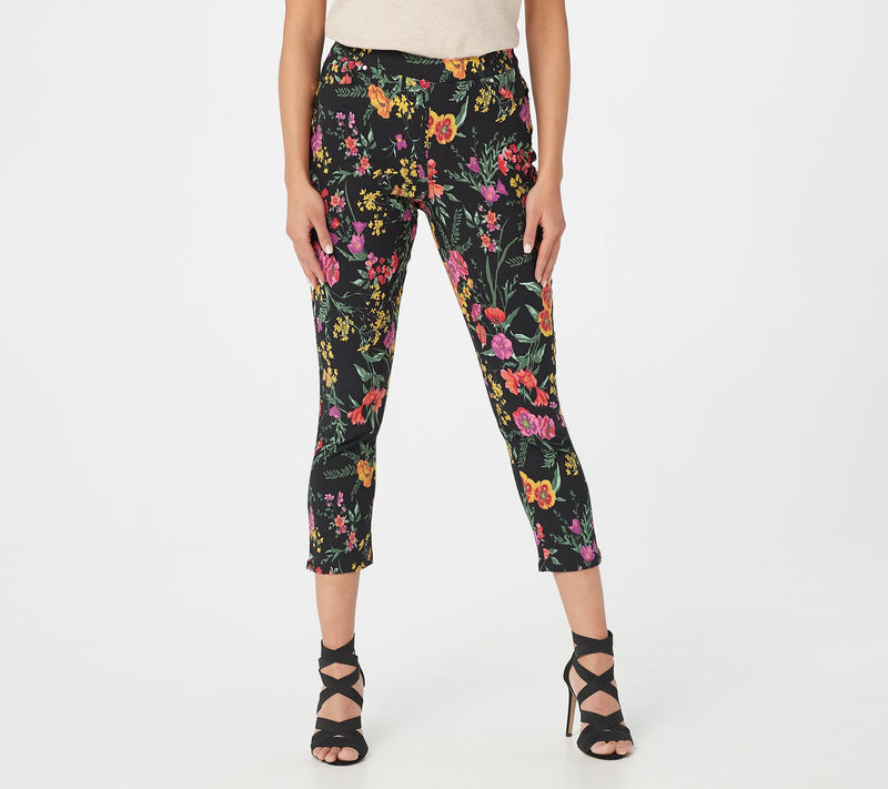 Susan Graver Regular Printed Uptown Stretch Pull-On Crop Pants — View 17