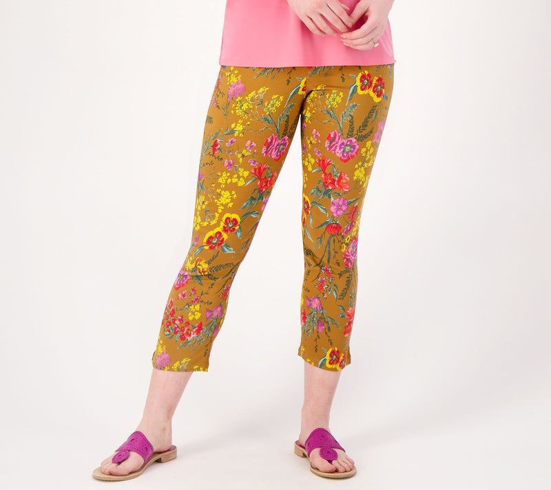 Susan Graver Regular Printed Uptown Stretch Pull-On Crop Pants — View 18