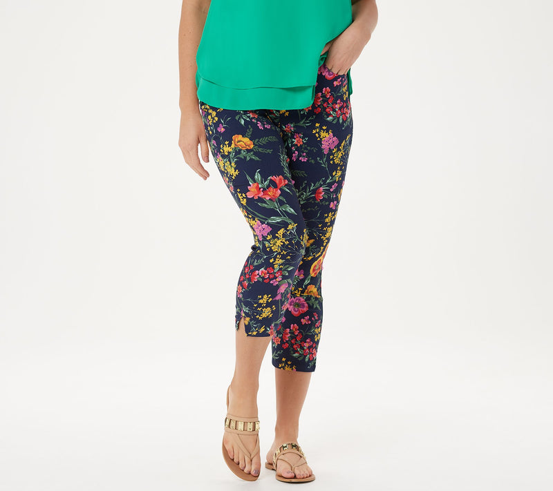 Susan Graver Regular Printed Uptown Stretch Pull-On Crop Pants — View 19