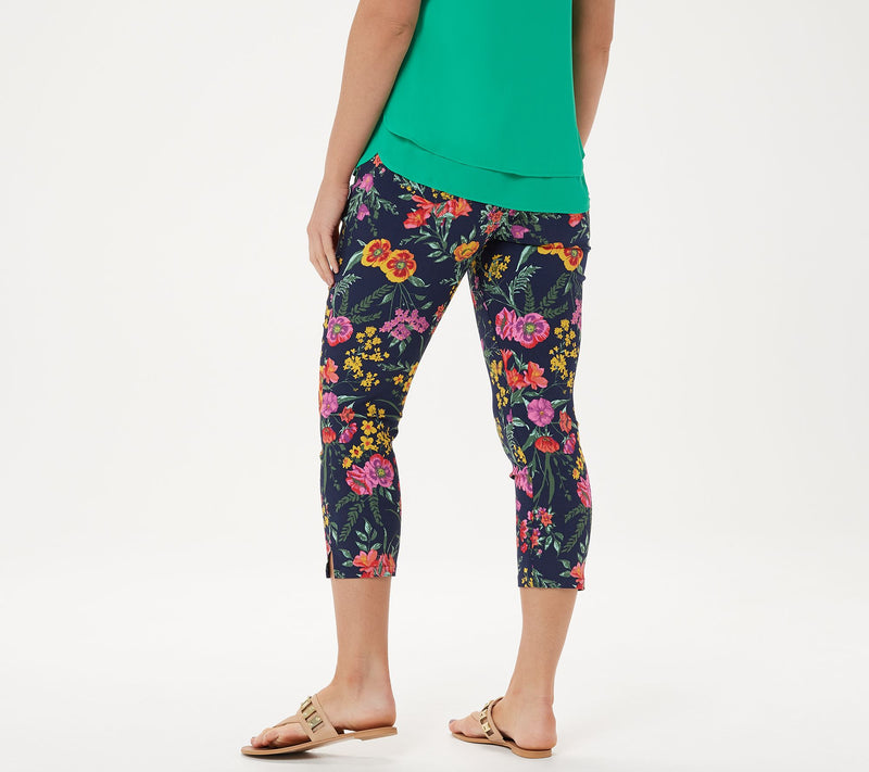 Susan Graver Regular Printed Uptown Stretch Pull-On Crop Pants — View 4