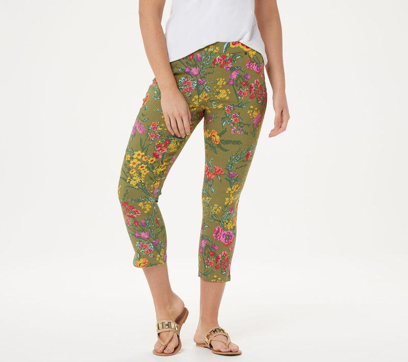 Susan Graver Regular Printed Uptown Stretch Pull-On Crop Pants — View 22