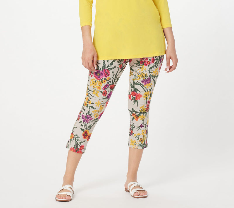 Susan Graver Regular Printed Uptown Stretch Pull-On Crop Pants — View 23