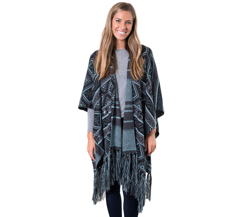 MUK LUKS Women's Knit Fringe Ruana — View 3