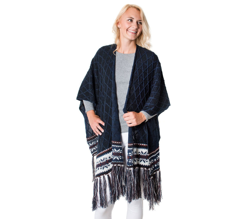 MUK LUKS Women's Knit Fringe Ruana — View 11