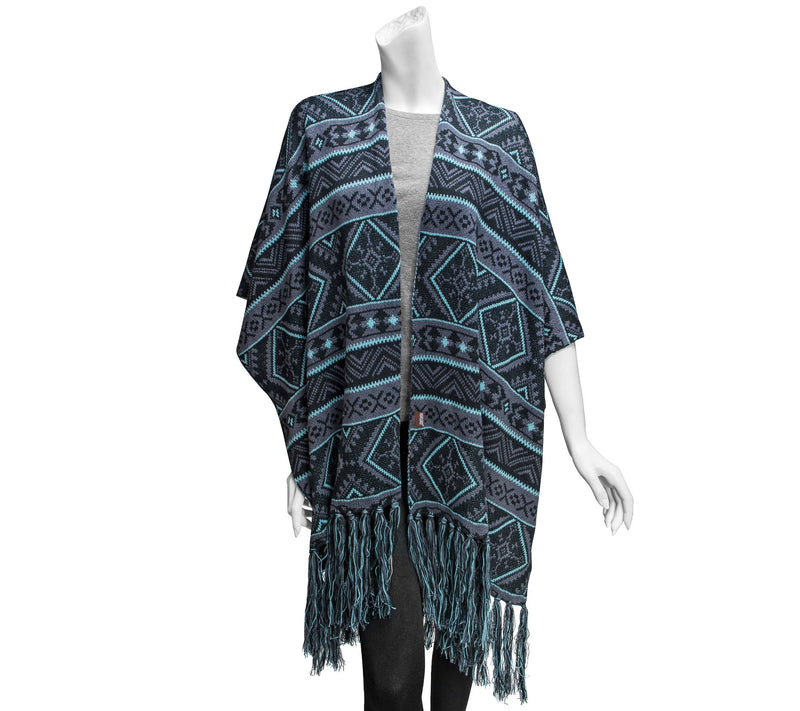 MUK LUKS Women's Knit Fringe Ruana — View 16