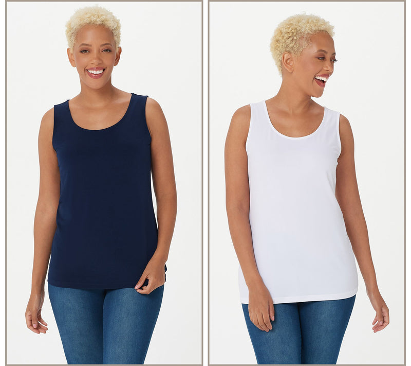 Susan Graver Modern Essentials Set of 2 Liquid Knit Tanks — View 36