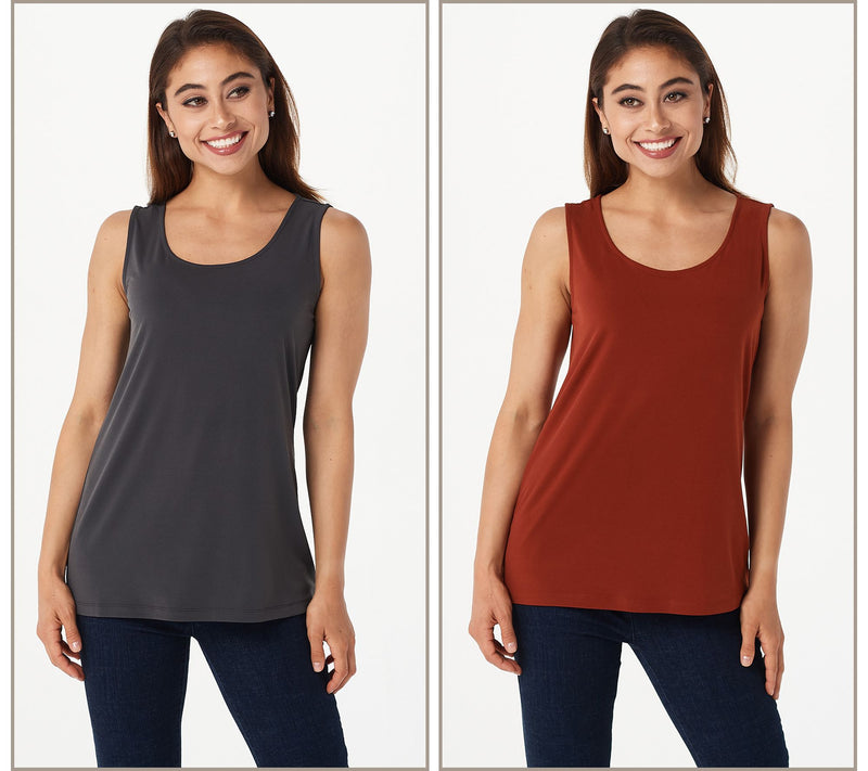 Susan Graver Modern Essentials Set of 2 Liquid Knit Tanks — View 9