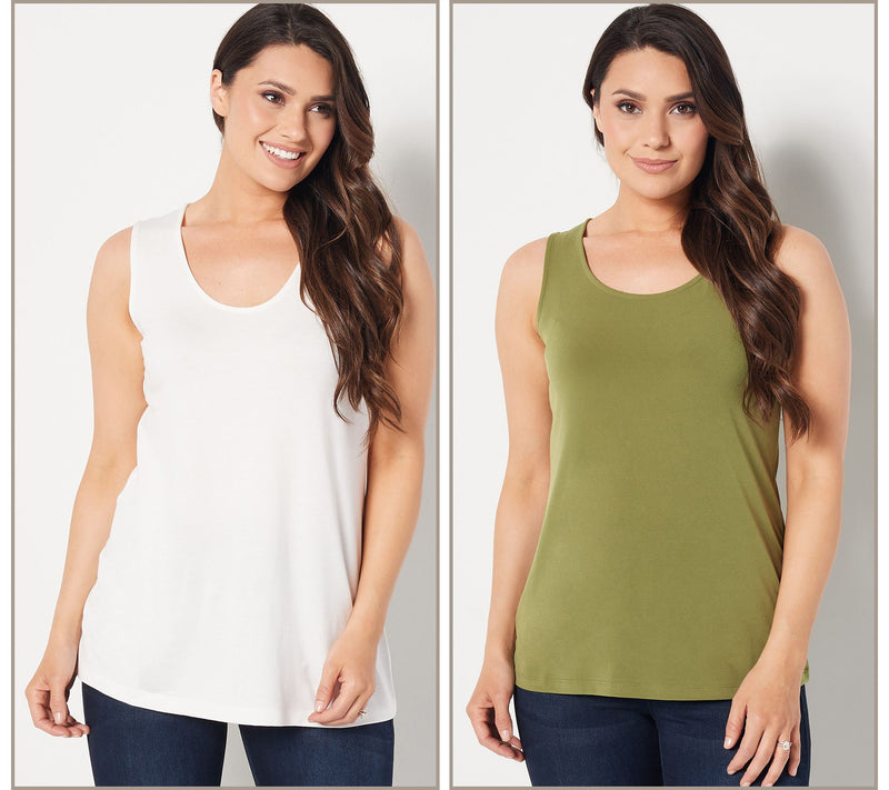 Susan Graver Modern Essentials Set of 2 Liquid Knit Tanks — View 13