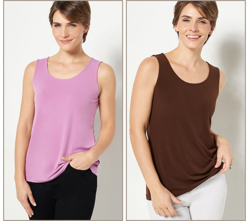 Susan Graver Modern Essentials Set of 2 Liquid Knit Tanks — View 38