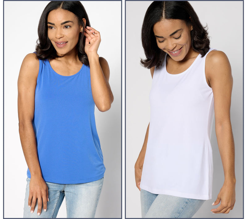 Susan Graver Modern Essentials Set of 2 Liquid Knit Tanks — View 3