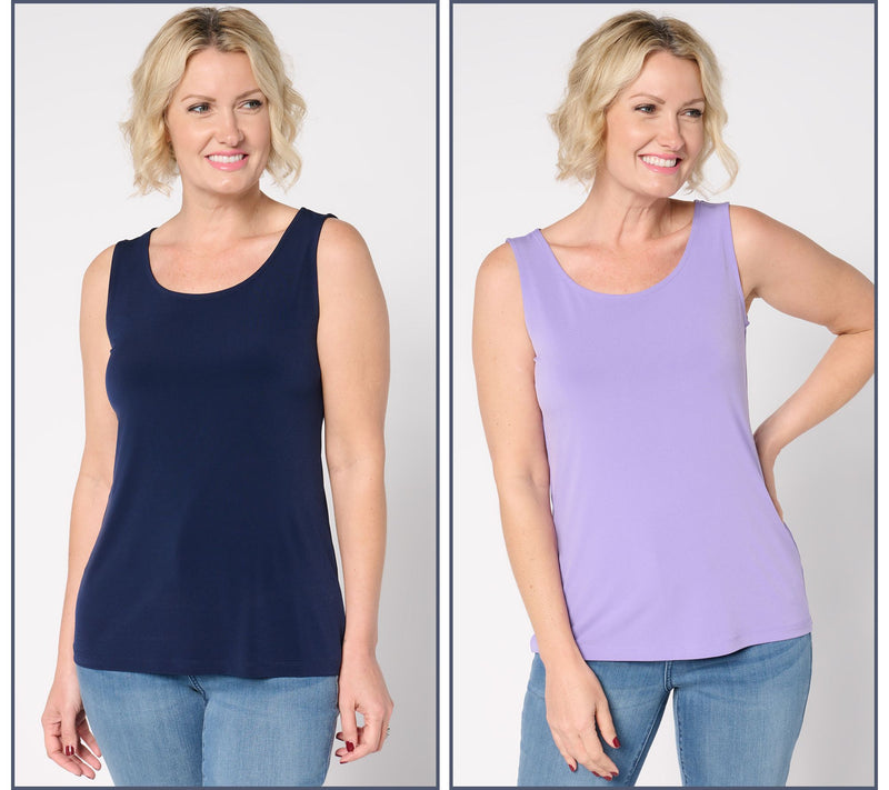 Susan Graver Modern Essentials Set of 2 Liquid Knit Tanks — View 42