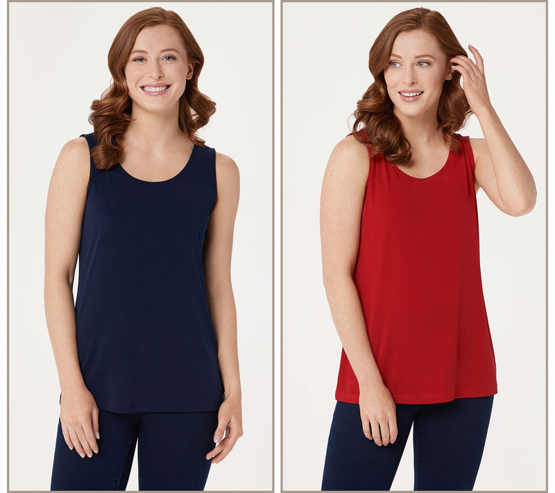 Susan Graver Modern Essentials Set of 2 Liquid Knit Tanks — View 43