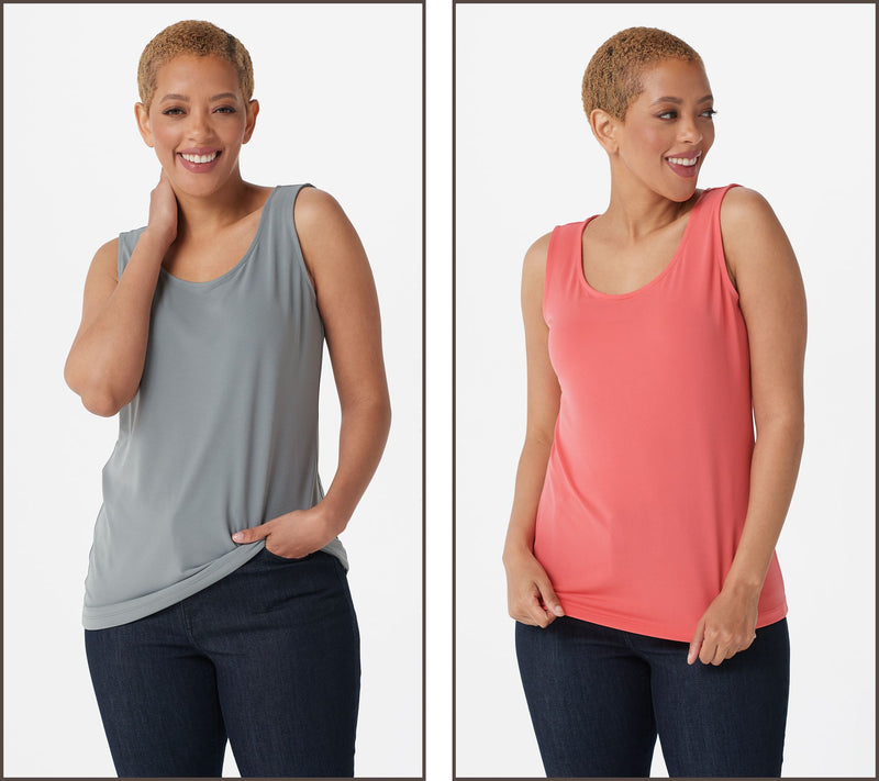 Susan Graver Modern Essentials Set of 2 Liquid Knit Tanks — View 7