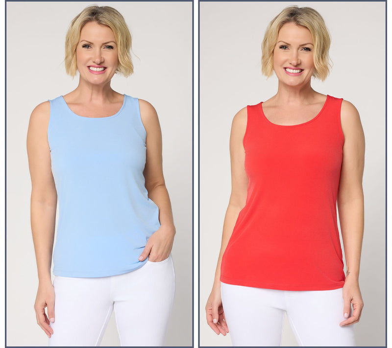 Susan Graver Modern Essentials Set of 2 Liquid Knit Tanks — View 44