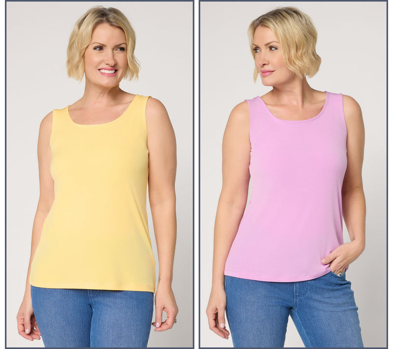 Susan Graver Modern Essentials Set of 2 Liquid Knit Tanks — View 45