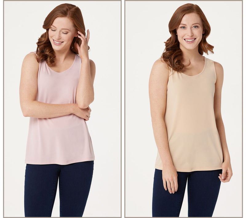 Susan Graver Modern Essentials Set of 2 Liquid Knit Tanks — View 47