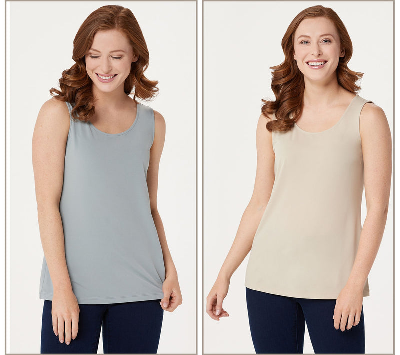 Susan Graver Modern Essentials Set of 2 Liquid Knit Tanks — View 48