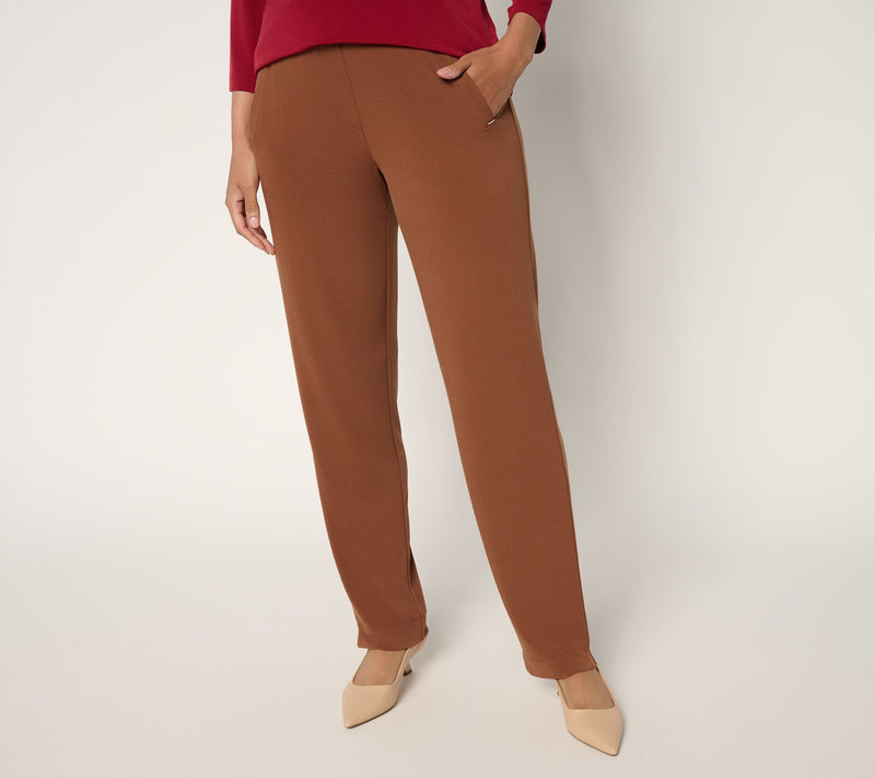 Susan Graver Regular Liquid Knit Straight-Leg Pants — View 3