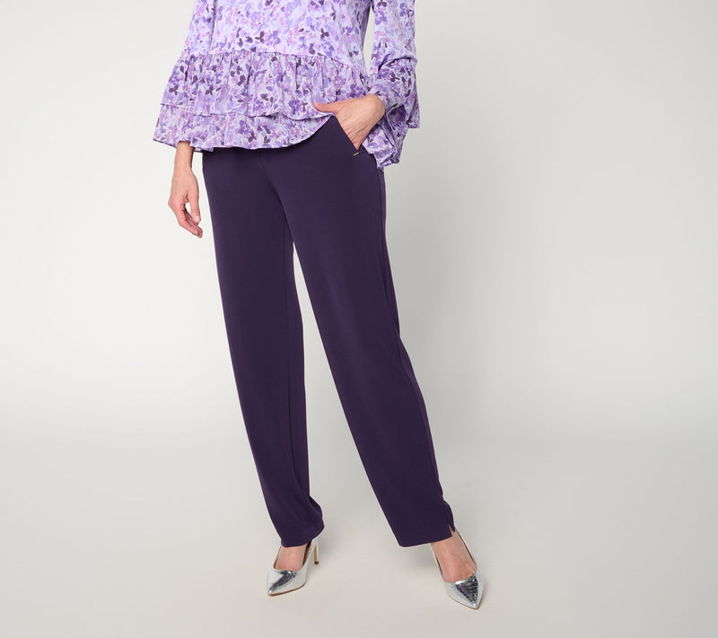 Susan Graver Regular Liquid Knit Straight-Leg Pants — View 30