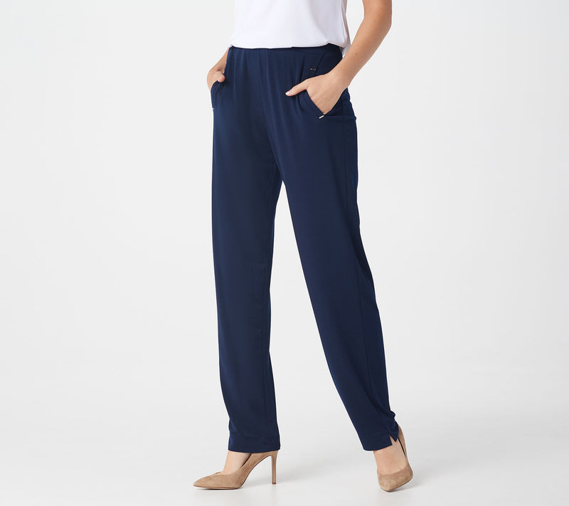 Susan Graver Petite Liquid Knit Straight-Leg Pants — View 26
