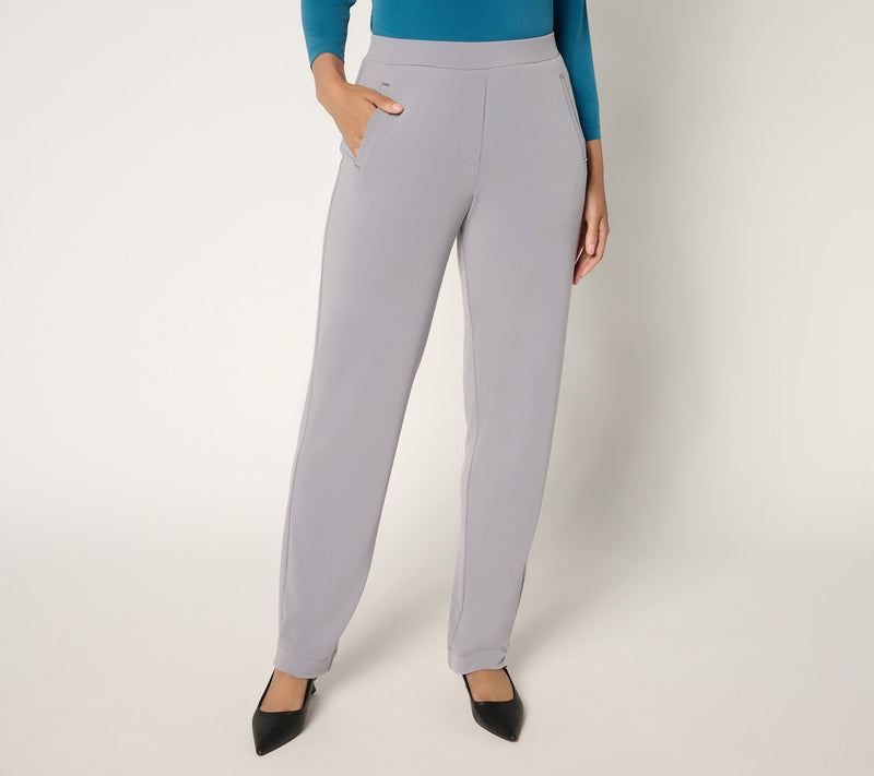 Susan Graver Petite Liquid Knit Straight-Leg Pants — View 9